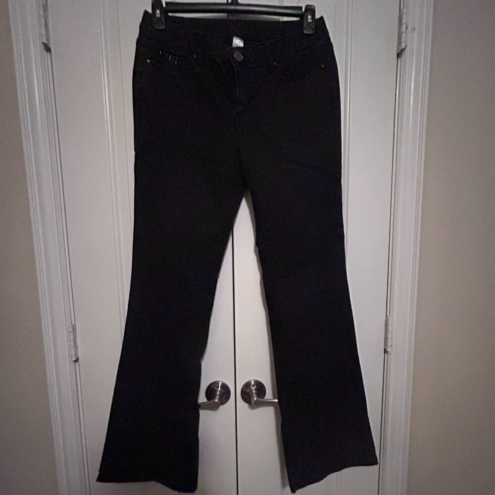 Women's Black Jeans with Sparkle Pockets in Size 10 by Cache